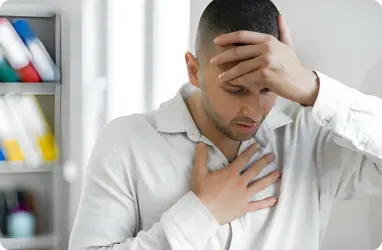 a man showing sypmtoms of anxiety and depression at primary care clinic Arlington