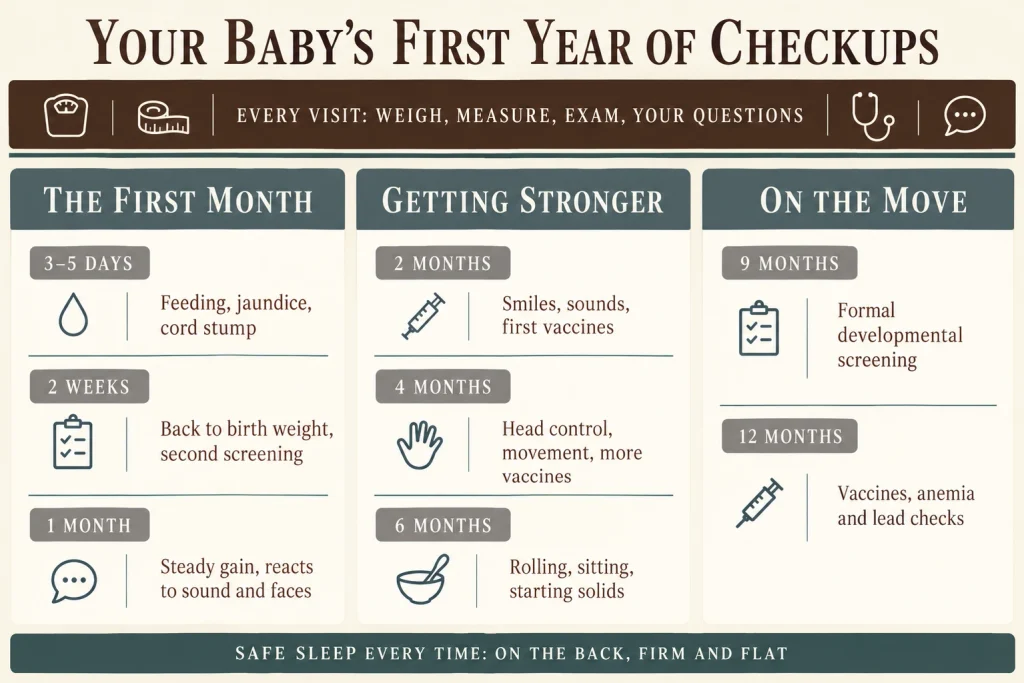 Guide of baby's first year checkups